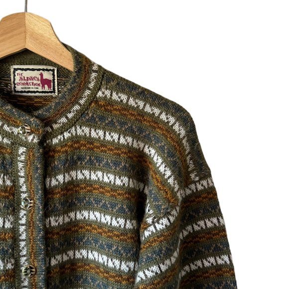 The Alpaca Connection Peru Handmade Stripped Button Front Cardigan Pockets - Picture 15 of 16